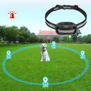 2-in-1 GPS Wireless Electric Dog Fence and Anti-bark Dog training collar with Beep/Vibration/Shock 3 Modes - Safe Containment System Black