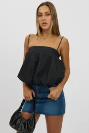 Black Bubble Cami Top Sleeveless Balloon Lined - Size 12M, Women's Cami