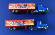 2 Kelloggs Froot Loops Matchbox Convoy Semi Truck Trailers.