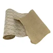Natural Rustic Burlap Full Laced Overlay Table Runner 12" X 95"