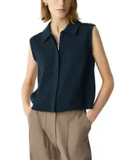 Theory Zip-Up Vest in Rounded Cotton