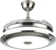Modern 42" Retractable Ceiling Fan 3-Speeds Remote 3-Color LED Light Chandelier