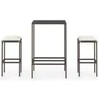 3-Piece Outdoor Bar Set Garden Patio Dining Stools Chairs Cushions Table Rattan