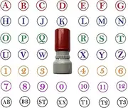 Custom 2 Characters A-Z Alphabet 0-9 Round Rubber Self Inking Initial Mini Stamper 15mm 5/8inch - 8 Colors to Choose