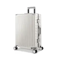 在飛比找momo購物網優惠-直播限定鋁框避震輪航鋁條紋PC25吋行李箱