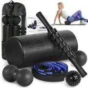 Foam Roller Set Back, Muscle Stick, Fasciitis & Massage Ball, Stretching Strap +