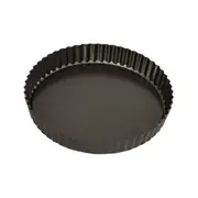 Bakemaster Loose Base Carbon Steel 23cm Quiche Pan Pie Baking Tray Round Black