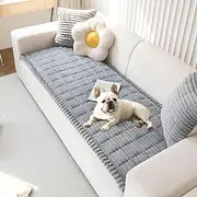 [OTOB] Dog Couch Cover Protector, Washable Non Slip Pet Friendly Sofa Cover for Dogs, Fuzzy Pet Furniture Couch Covers for Sofa, Boho Soft Couch Covers Protector (31.5" x 82.6", Gray)