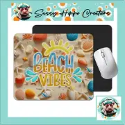 Mouse Pad Beach Vibes Seashells Sand Ocean Anti Slip Back Easy Clean Neoprene