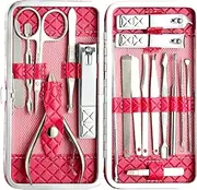 18 Pieces Manicure Kit, Pedicure Tools for Feet, Nail Clipper, Ear Pick Tweezers, Manicure Pedicure Set for Women and Men (Brown)