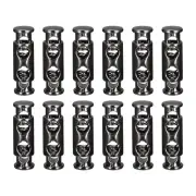 12pcs Metal Cord Locks End Spring Toggle Stopper for Drawstring Black