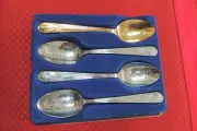 ~Wm ROGERS~ PRESIDENTS~ SET OF 4 SPOONS-~JEFFERSON,~ADAMS,~KENNEDY,~ WASHINGTON