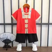 2Pcs Kids Boys Hanfu Tang Suit Chinese Traditional Clothes Toddler Costume