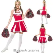 CL722 Cheerleader Dress High School Musical Fancy Dress Costume Glee + Poms Poms