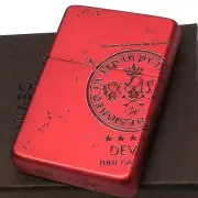 DEVIN Skull Matte Red Etching 2 Sided Processing Oil Lighter Gold Insert Japan