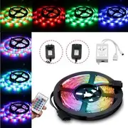 DC12V 24W 2A 5M Waterproof SMD3528 RGB LED Strip Lights US EU Power Adapter + 24 Keys Remote Control 7184 EU PLUG
