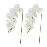 2 Pcs 38 Inch Artificial Orchid Stems Phalaenopsis Flowers White