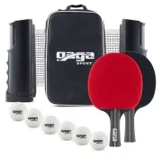 Gagasport Ping Pong Set – Retractable Net, 2 Paddles, 3 Balls & Case