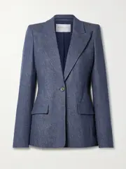 [MICHAEL KORS COLLECTION] MICHAEL KORS COLLECTION - Georgina Stretch Wool, Cotton And Cashmere-blend Twill Blazer - Navy - US12 US 12 Blue