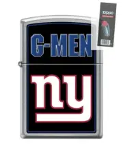 Zippo 9117 New York Giants G Men NFL Street Chrome Lighter + FLINT PACK