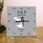 Personalised Wedding Day Square Glass Clock