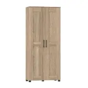 Venice Multi-Purpose Broom Cupboard 2-Door Storage Cabinet Light Sonoma Oak
