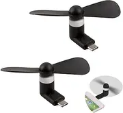 Sokelinn-six Type C Phone Fan, Mini USB C Cooling Hand Fans Portable Summer Cooler for ipad Type C Plug Devices-2 Pieces (Black)