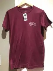 Brixton Shirt Burgundy Standard Fit Basic Logo Crewneck T Shirt Mens Small