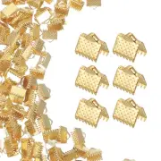 200Pcs 10mm Ribbon Crimp Clamp Ends Bookmark Pinch Cord End Clasps, Silver