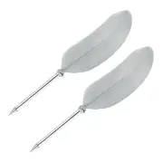 21cm/8" Feather Ballpoint Pen 2Pcs Ink Vintage Quill Pen Refined Gray