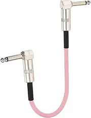 uxcell 1 Pcs Guitar Patch Cables 16 Inch Pedal Board Cord 1/4 Inch Metal Double Elbow TS Right Angle Guitar Patch Effect Cable Cord for Instrument Effect Pedal Mixing Console, Pink