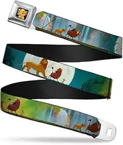 [Buckle-Down] Seatbelt Belt - Lion King Simba, Pumba & Timon Growing Up - 1.0" Wide - 20-36 Inches in Length