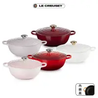 在飛比找momo購物網優惠-【Le Creuset】典藏琺瑯鑄鐵鍋媽咪鍋 28cm(柔粉