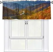 LHBWCVN Blue Ridge Parkway Mountains Valances for Windows, Rod Pocket Window Treatment Drapes Farmhouse Kitchen Curtains Short Blackout Window Curtains for Living Room Bedroom Decor 54x18 Inch