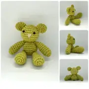 Green Teddy Bear Crochet Doll Handmade Amigurumi Plush Toy VAC