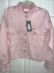 $328 NWT Rag & Bone Jaiden Pink Acid Denim Shirt Jacket Size Large