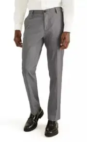 Men's Dockers Stretch Easy Khaki Straight-Fit Flat-Front Pants, Dark Gray 38X34