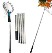 Apple Picker Fruit Picker with Storage Bag 10ft Stainless Steel Detachable Berry Picker Tool Non-Slip Handle Length Adjustable Picker Basket for Pear Peach Lemon Orange