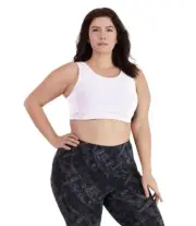 Juno Active Sports Bra Activewear Womens 1X Plus White Scoop Neck No Padding NEW