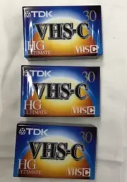 Sealed TDK VHS-C HG Ultimate 30 minute Tapes (3 tapes)