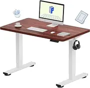 FLEXISPOT Electric Standing Desk Height Adjustable Desk, Sit Stand Desk Home Office Workstation Stand up Desk (100×60 CM, White+Mahogany)