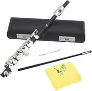 Generic Piccolo Key From C with Rigid Case And Cleaning, Wind Instrument, 16 -hole Flute for Beginners on Stage, Children's Concert Game, Black
