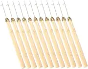 Baluue 12pcs Dreadlock Crochet Hooks with Comfortable Handle for Easy Use Reusable Crochet Needles for Hair Braiding Salon Dreadlock Tool for Crafting and Styling