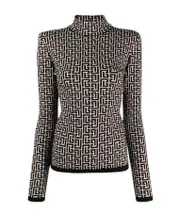 logo jacquard turtleneck pullover FR40 Black