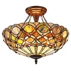 Prisma Tiffany-Style 2 Light Semi-Flush Ceiling Fixture 16" Shade