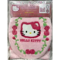 在飛比找蝦皮購物優惠-日本進口Hello Kitty玫瑰系列馬桶蓋坐舖毯橢圓型三入