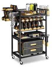 Power Tool Organizer with Wheels - 12 Cordless Drill Holder Rolling Tool Cart...