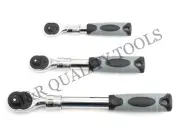 1/4" 3/8" & 1/2" drive Long Handle Ratchet Socket Wrench 3pc Tool Set Extendable