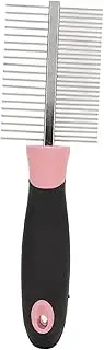Dog Grooming Comb, Round Wide Dense Teeth Stainless Steel Cat Grooming Comb, Dog Metal Comb Double Sided Pet Comb for Dogs Cats (Pink)