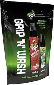 gloveglu Unisex Mega Bundle Grip 'N' WASH, Mega Grip 120ml and 50ml Glove Wash & Prepare. for All Goalkeeping Gloves